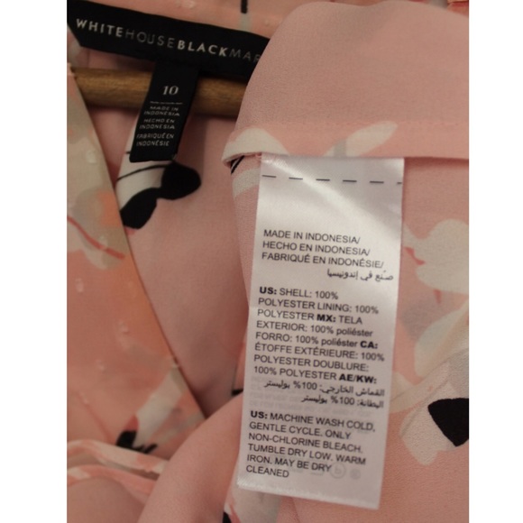 WHBM Textured Pale Pink Long Sleeve Button Embellished Blouse 10 Preowned - Picture 8 of 8